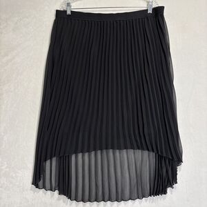 Saks Fifth Avenue Black Women's Size XL Pleated High Low Lined Pull On Skirt